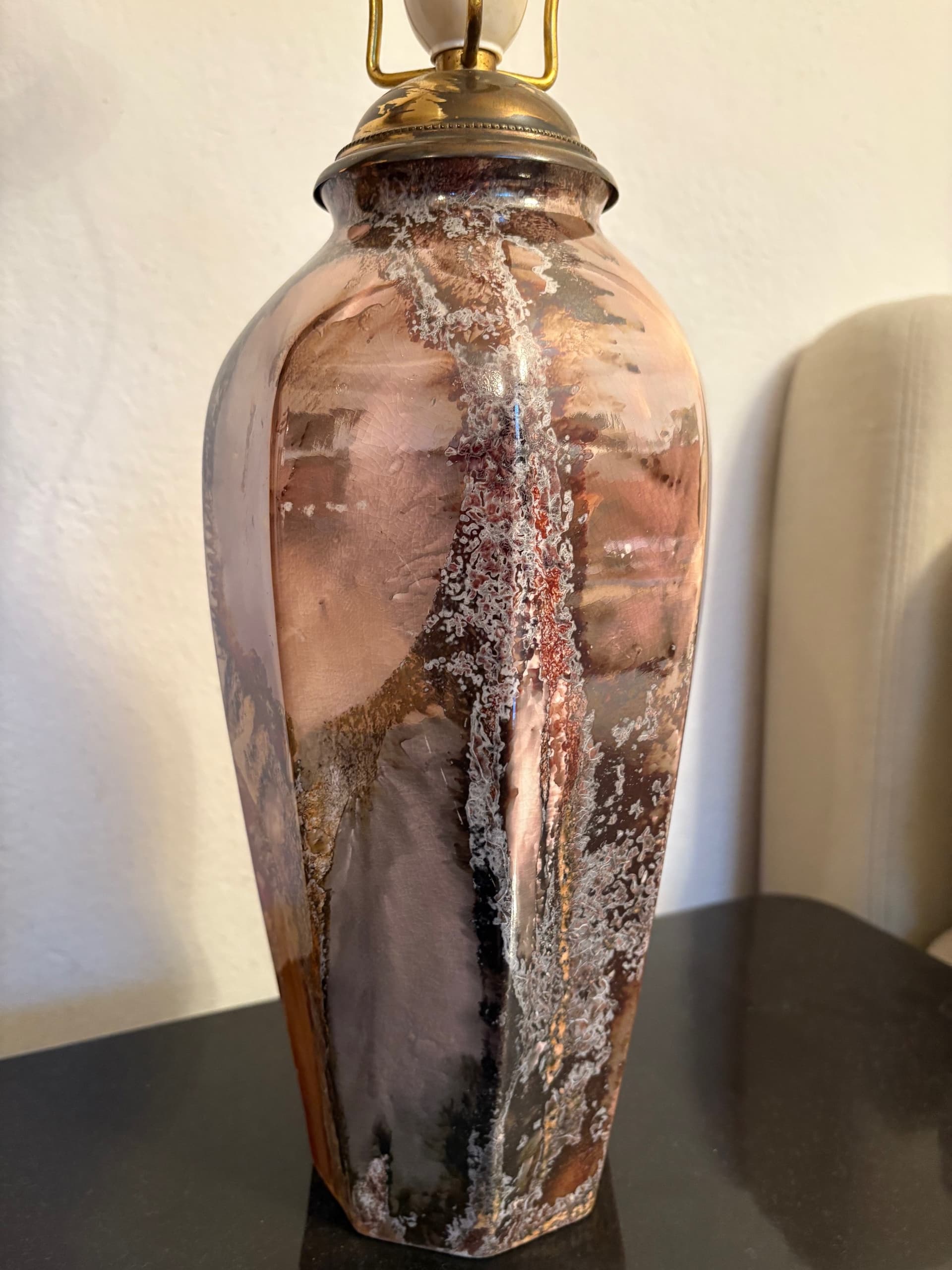 Lampa stołowa Art Deco, ceramika brązowa, Finlandia, lata 20. - 90416