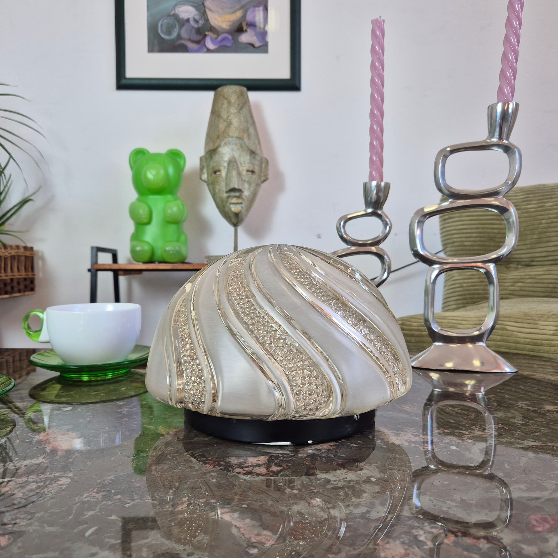 Szklany plafon / kinkiet firmy Orion, Niemcy lata 70. - 90583