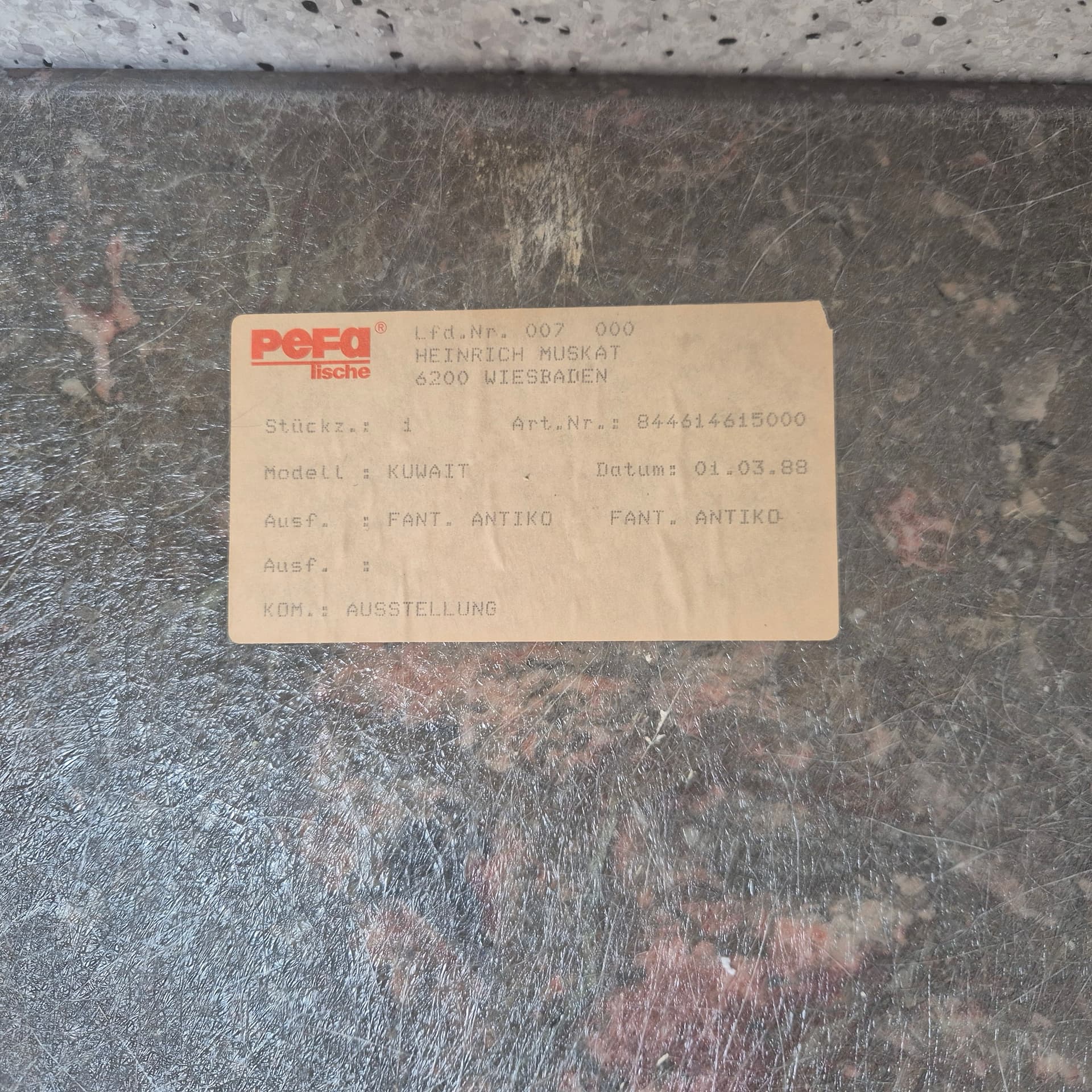 Stół kawowy z kamienia naturalnego Pufa Lische, proj. Hieinrich Muskat, Niemcy, 1988 rok - 90594