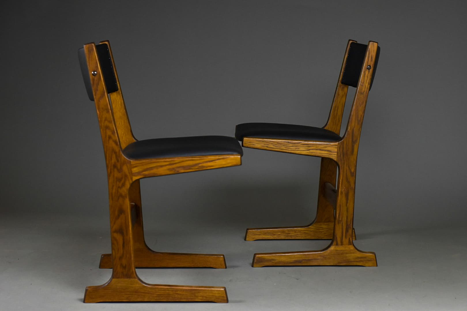 Komplet sześciu krzeseł, palisander brązowy, skóra naturalna czarna, Farstrup Møbelfabrik, Dania, lata 60. - 90634