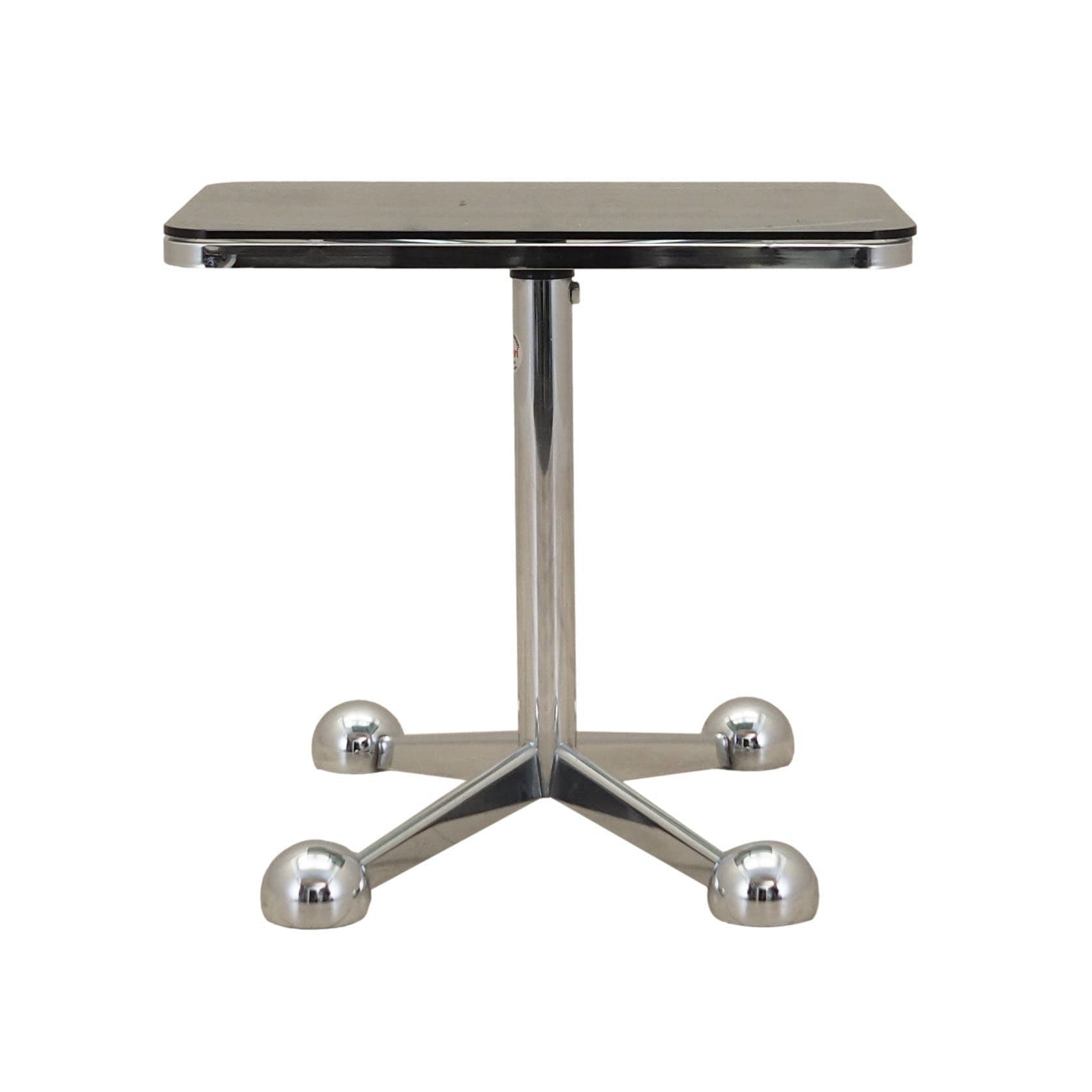 Stolik pomocniczy Space Age, szkło czarne, stal chromowana, Allegri, Włochy, lata 70.