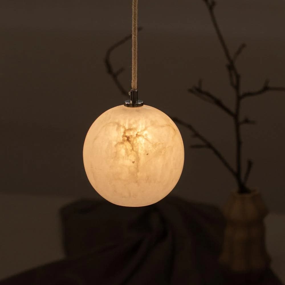 Lampa wisząca Selene biały alabaster, nikiel, Embassy Interiors - 90758