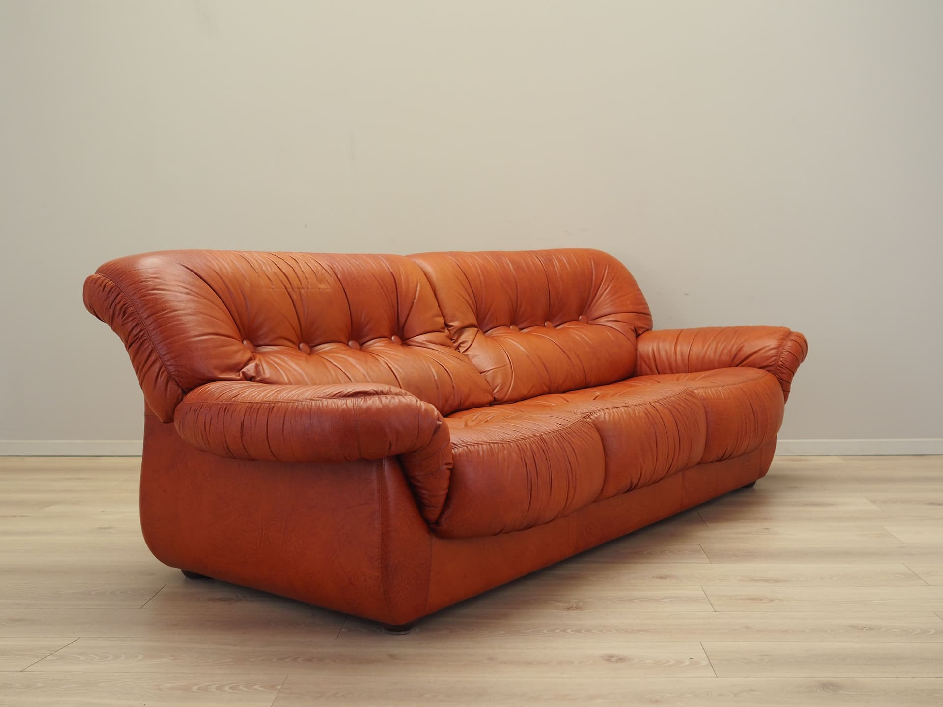 Sofa, skóra naturalna brązowa, PelleRossi, Włochy, lata 70. - 90690