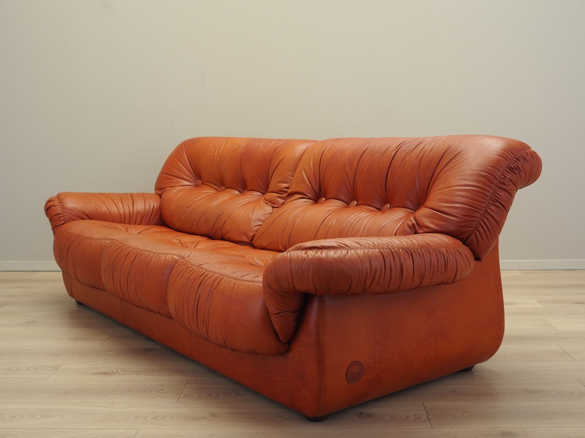 Sofa, skóra naturalna brązowa, PelleRossi, Włochy, lata 70. - 90685