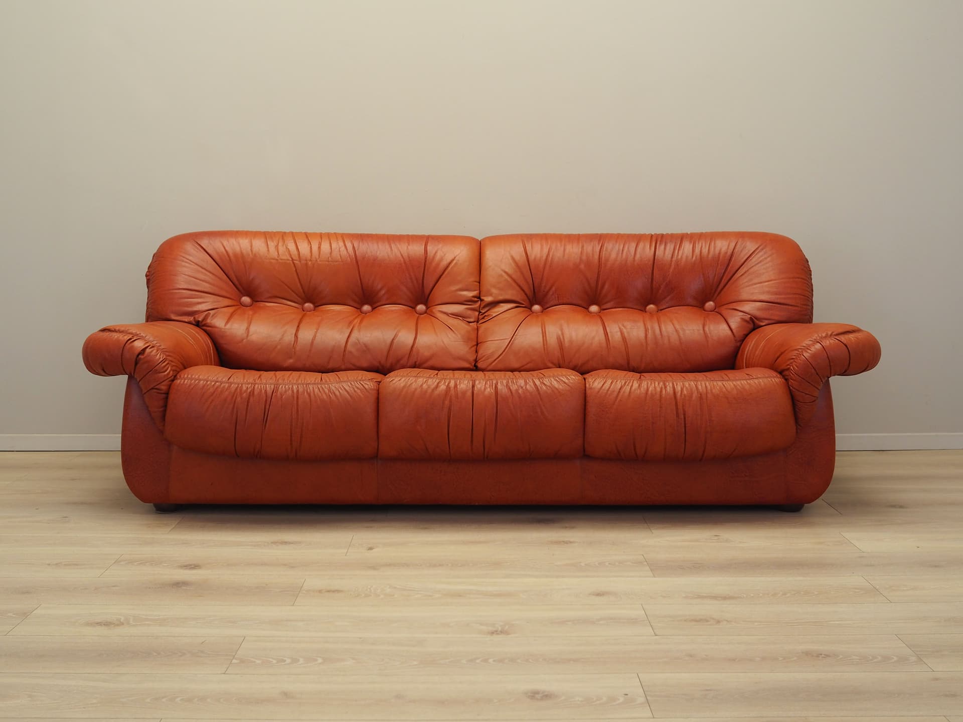 Sofa, skóra naturalna brązowa, PelleRossi, Włochy, lata 70. - 90684