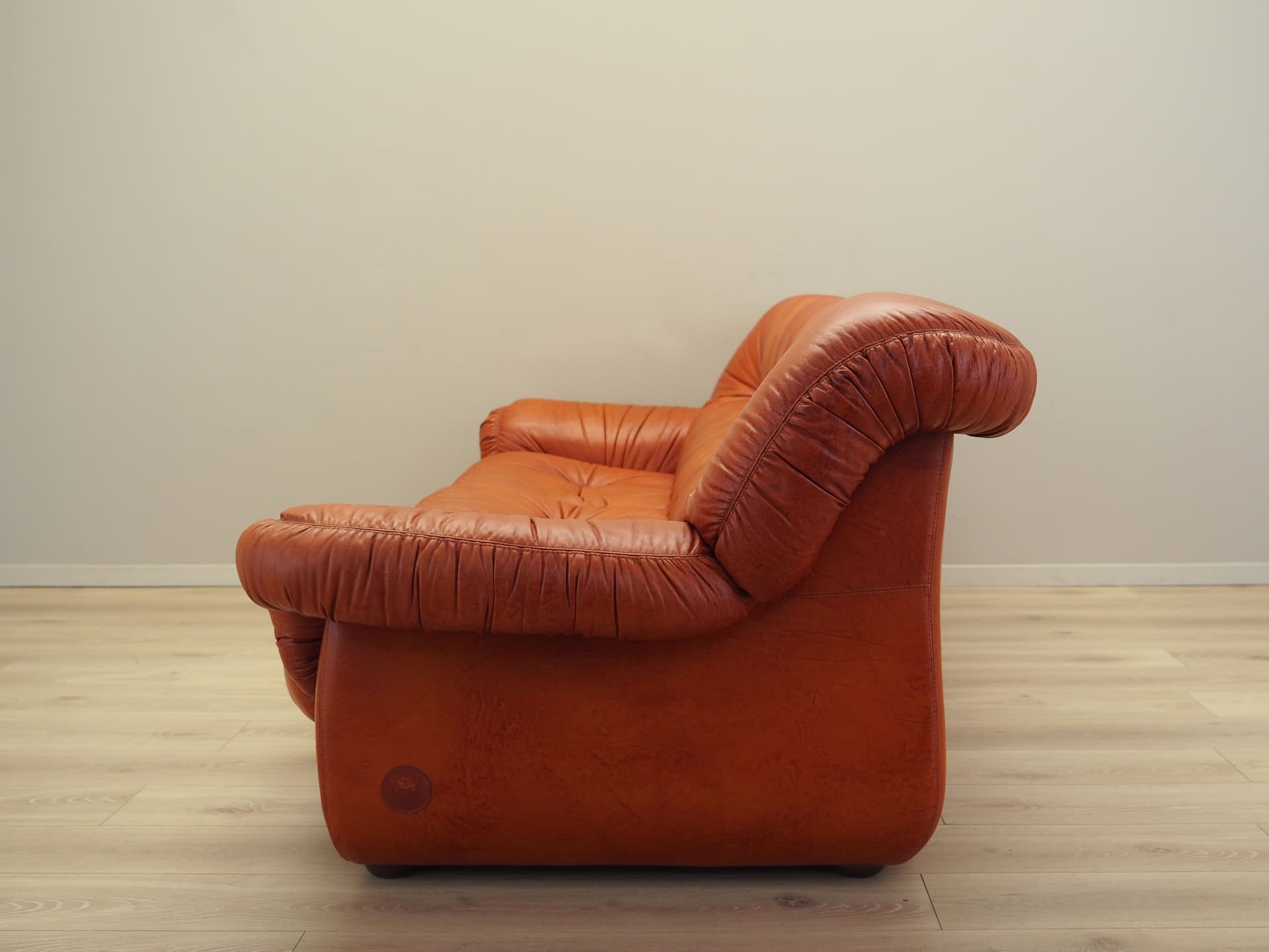 Sofa, skóra naturalna brązowa, PelleRossi, Włochy, lata 70. - 90687
