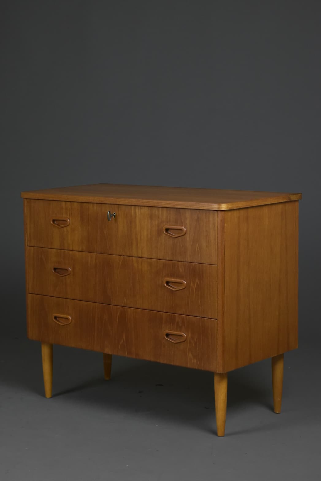 Komoda, teak jasnobrązowy, Szwecja, lata 60. - 90704