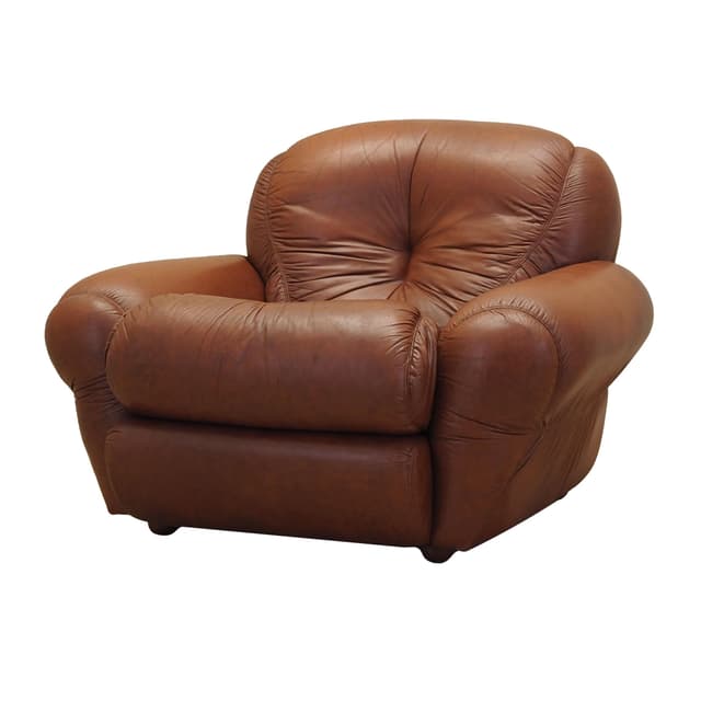 Fotel, brązowy, skóra naturalna, Włochy, lata 70. - WYMIARY