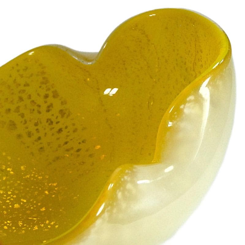 Cytrynowa szklana miseczka z drobinkami srebra, proj. A. Seguso, Włochy, lata 60. - 6992