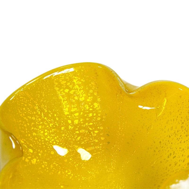 Cytrynowa szklana miseczka z drobinkami srebra, proj. A. Seguso, Włochy, lata 60. - 6993