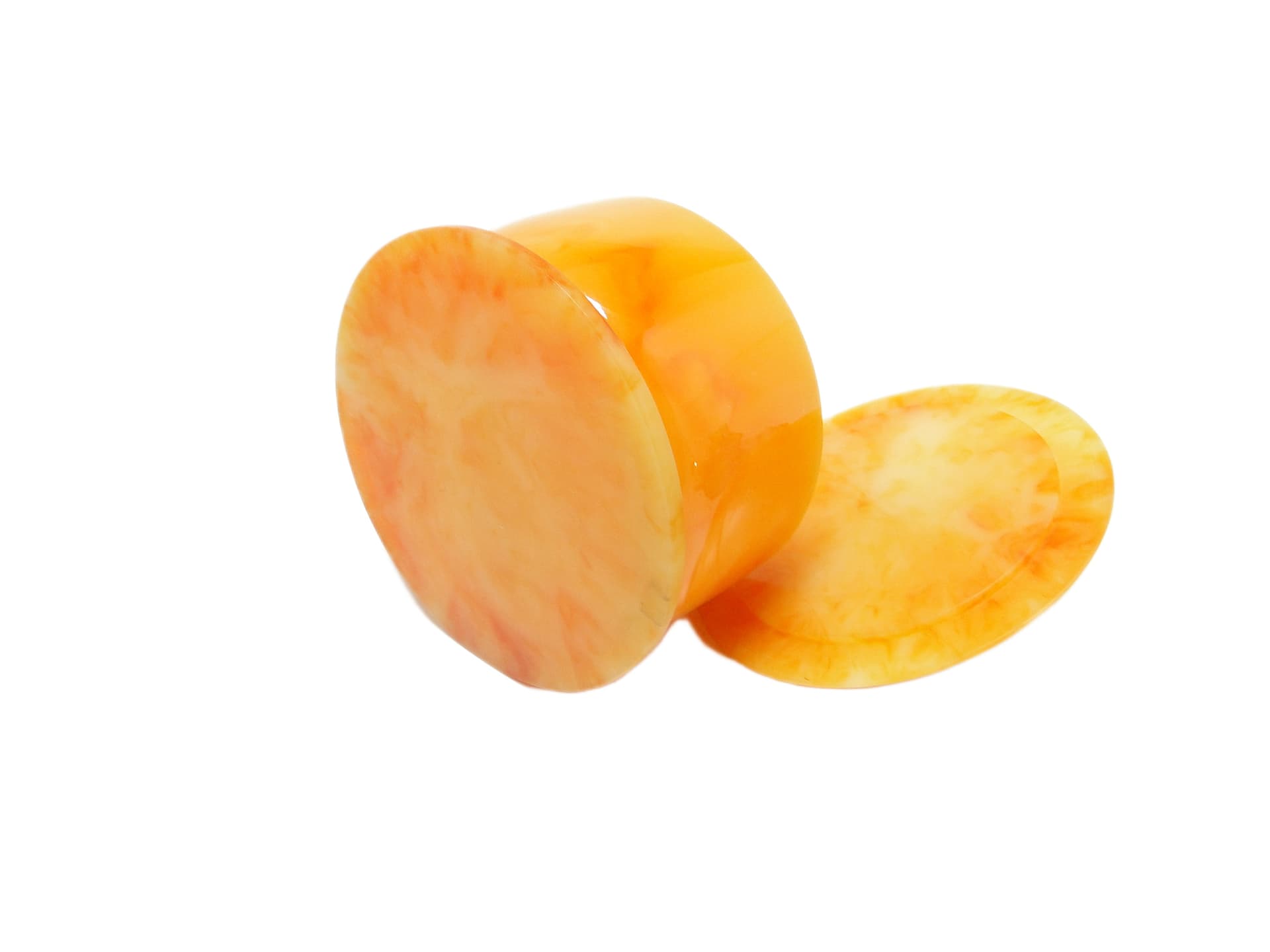 Container, mid-century modern, orange bakelite, Poland, 1950s. - 91579