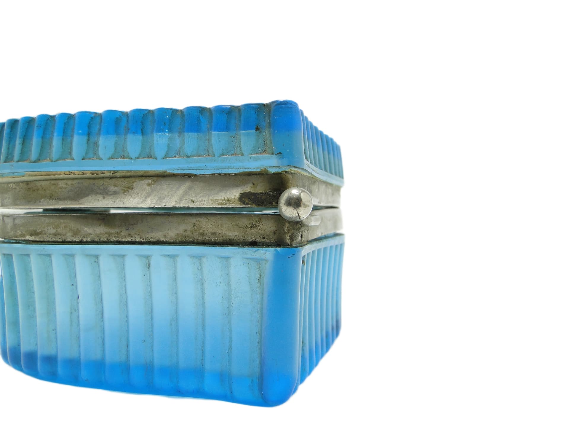 Bomboniera, Art Nouveau, szkło niebieskie, Ząbkowice, Polska, lata 20. - 91604