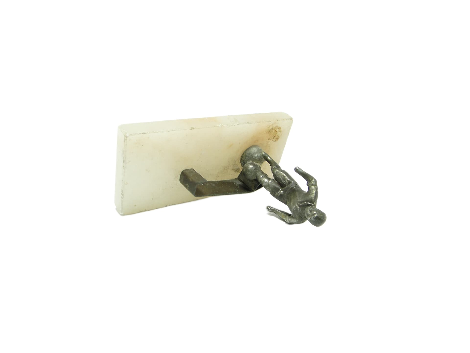 Postument na wizytówki, Art Deco, alabaster ivory white, mosiądz, Niemcy, lata 30. - 91650