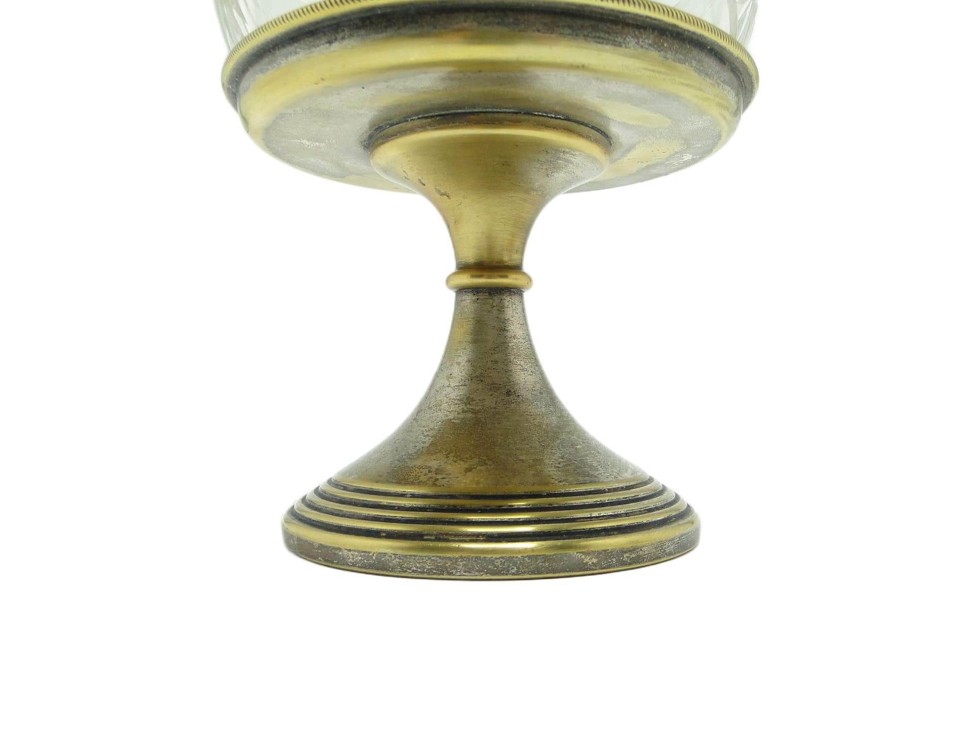 Cukiernica, Art Deco, mosiądz srebrzony, szkło, Polska, lata 30. - 91664