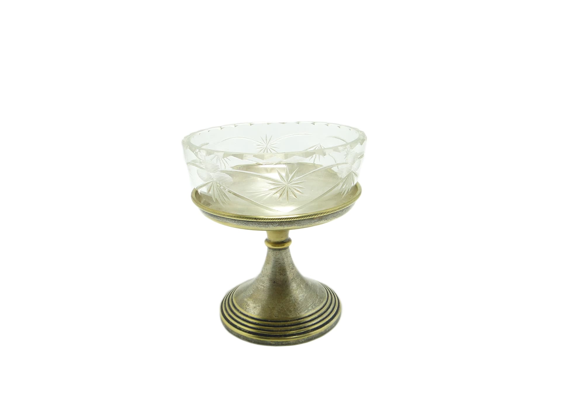 Cukiernica, Art Deco, mosiądz srebrzony, szkło, Polska, lata 30. - 91671