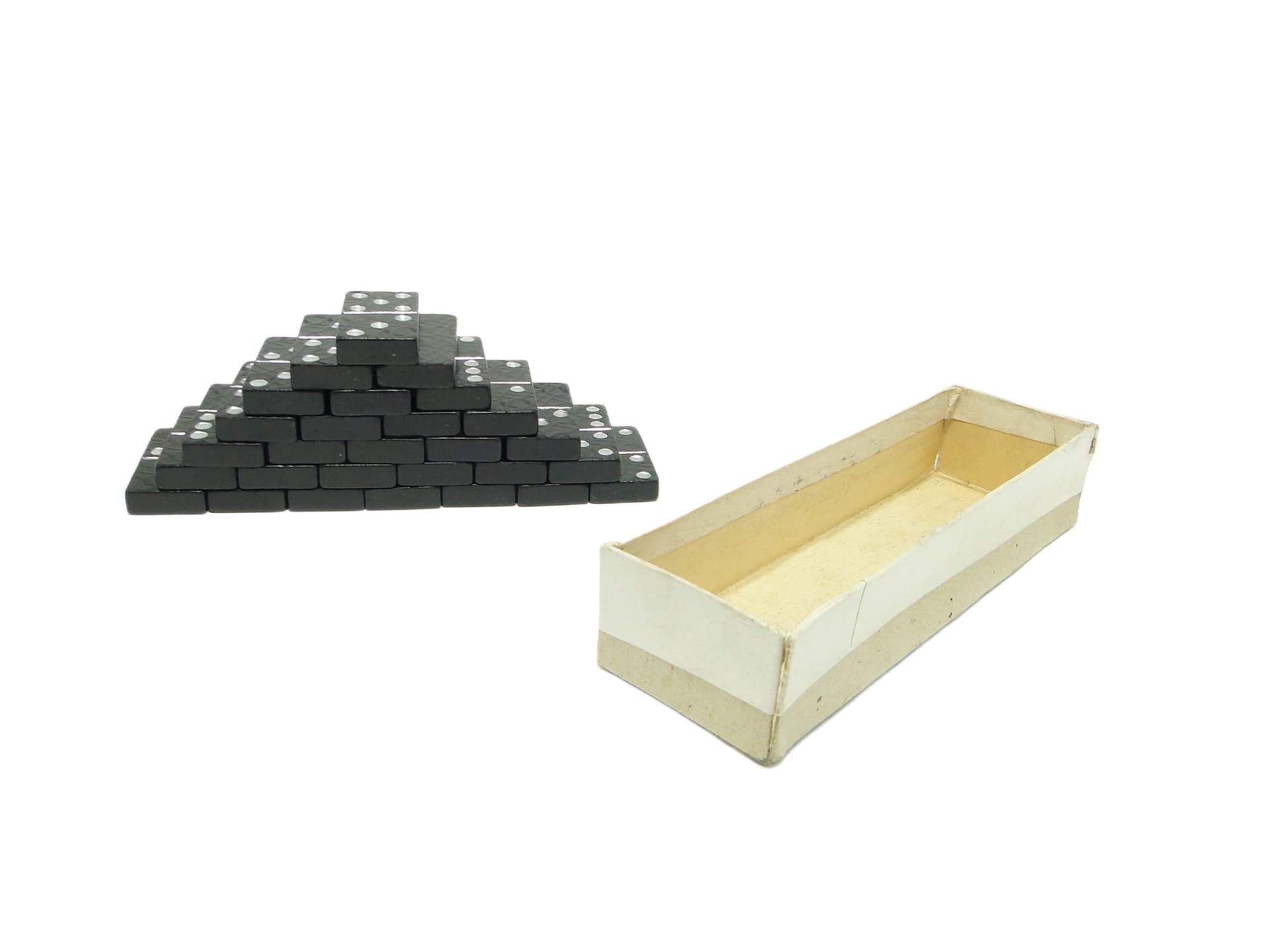 Domino set, minimalism, black plastic, Poland, 1970s. - 91705