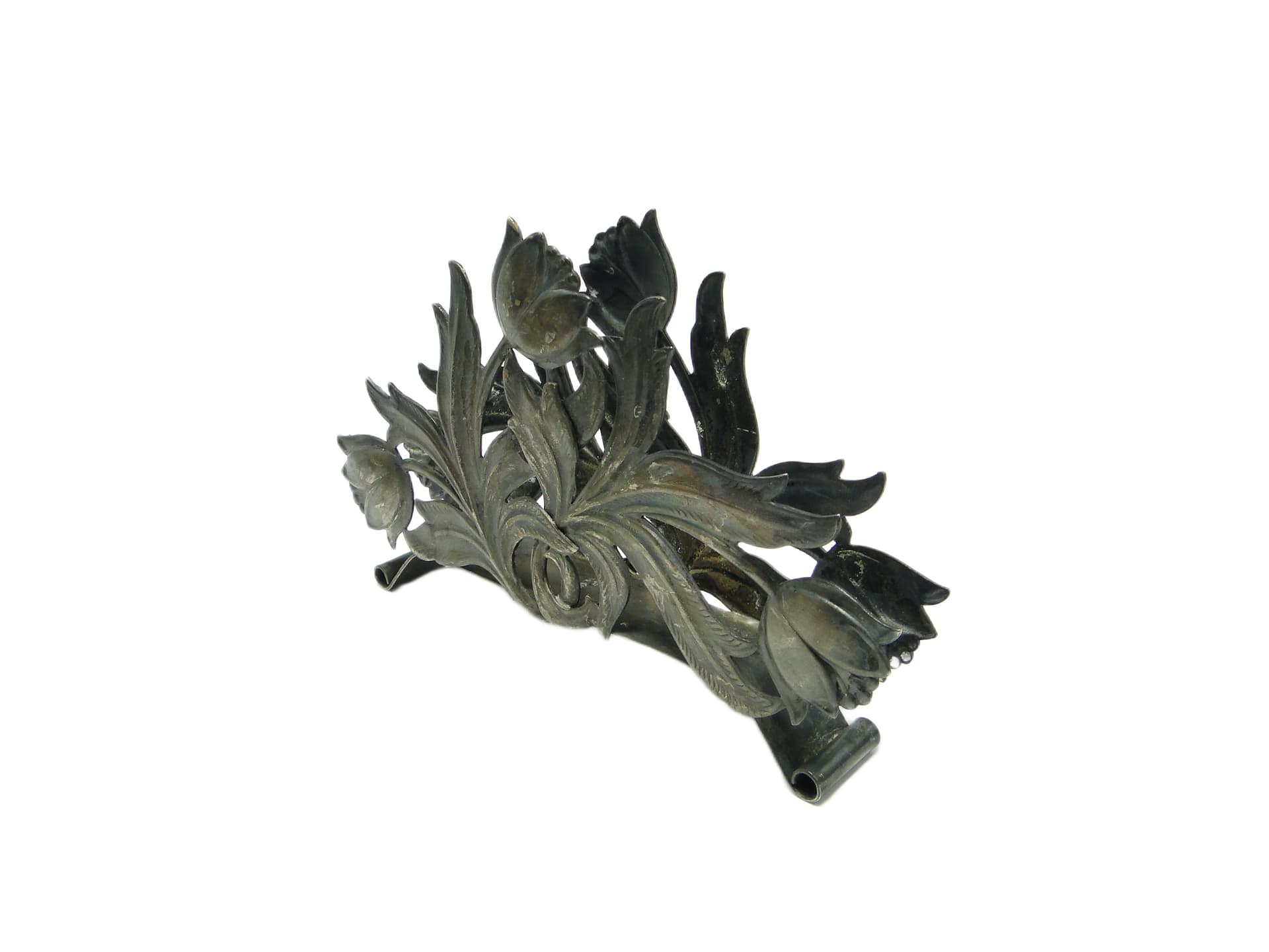 Serwetnik Tulipany, Art Nouveau, mosiądz srebrzony, Polska, lata 60. - 91737