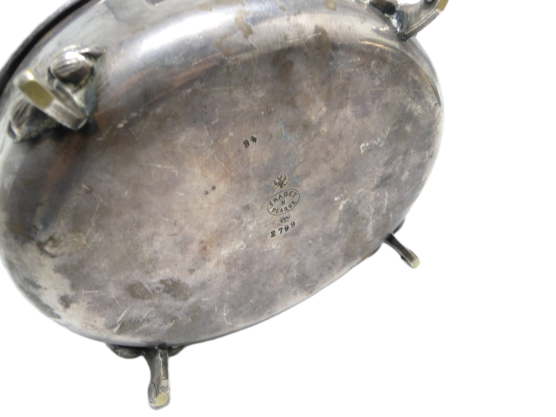 Art Deco sugar bowl, silver-plated brass, Fraget, Poland, 1920s. - 91980