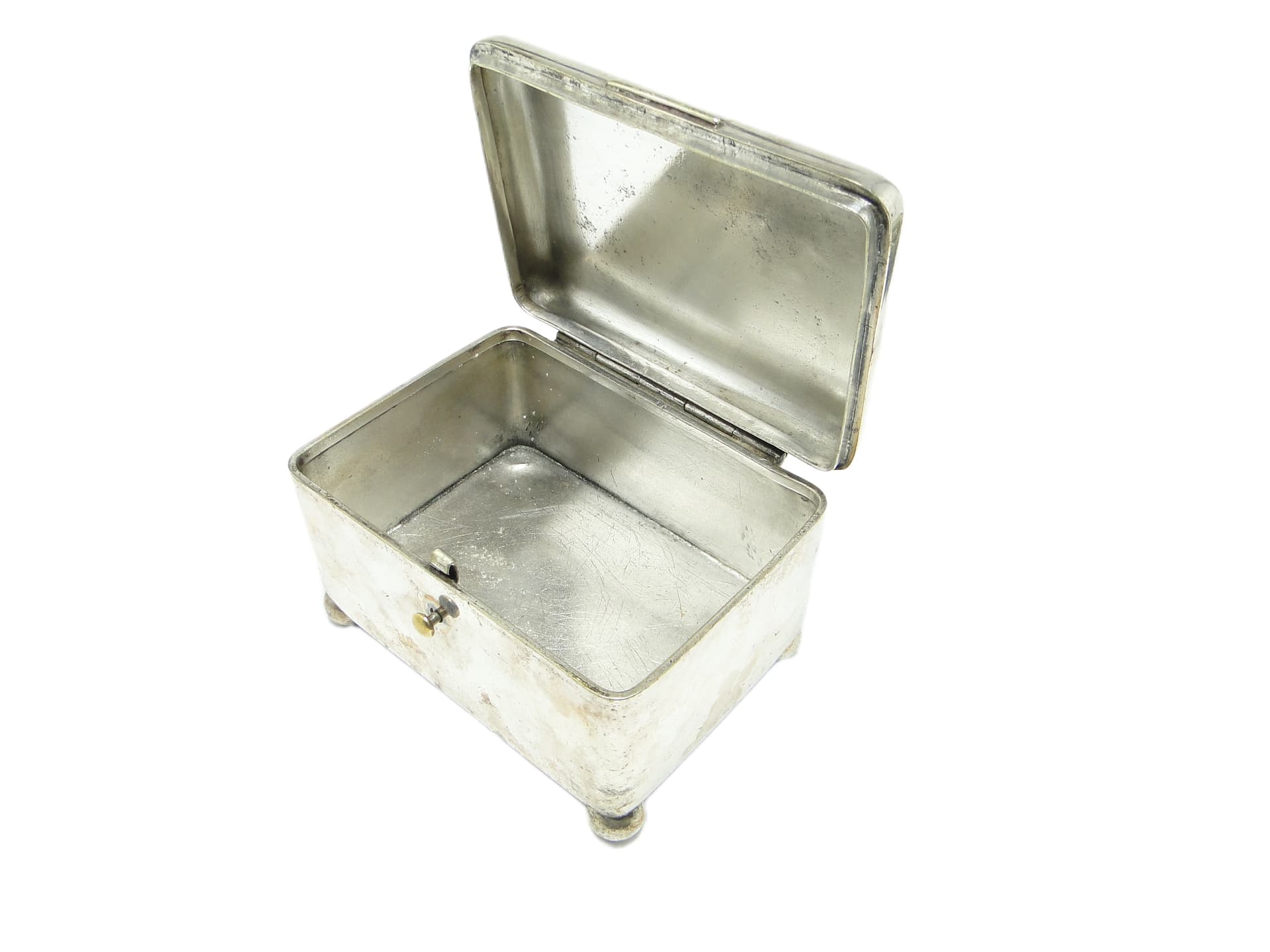 Cukiernica Art Deco, mosiądz srebrzony, Norblin, Polska, lata 20. - 92040