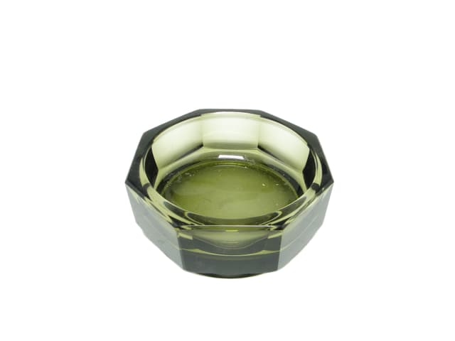 Art Deco desk organizer, olive crystal, Moser, Czechoslovakia, 1930s. - DIMENSION