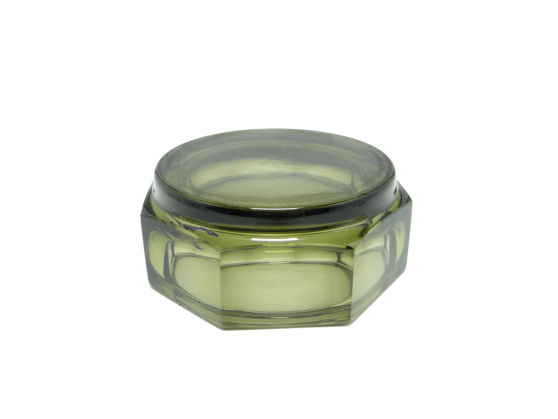 Art Deco desk organizer, olive crystal, Moser, Czechoslovakia, 1930s. - 92071