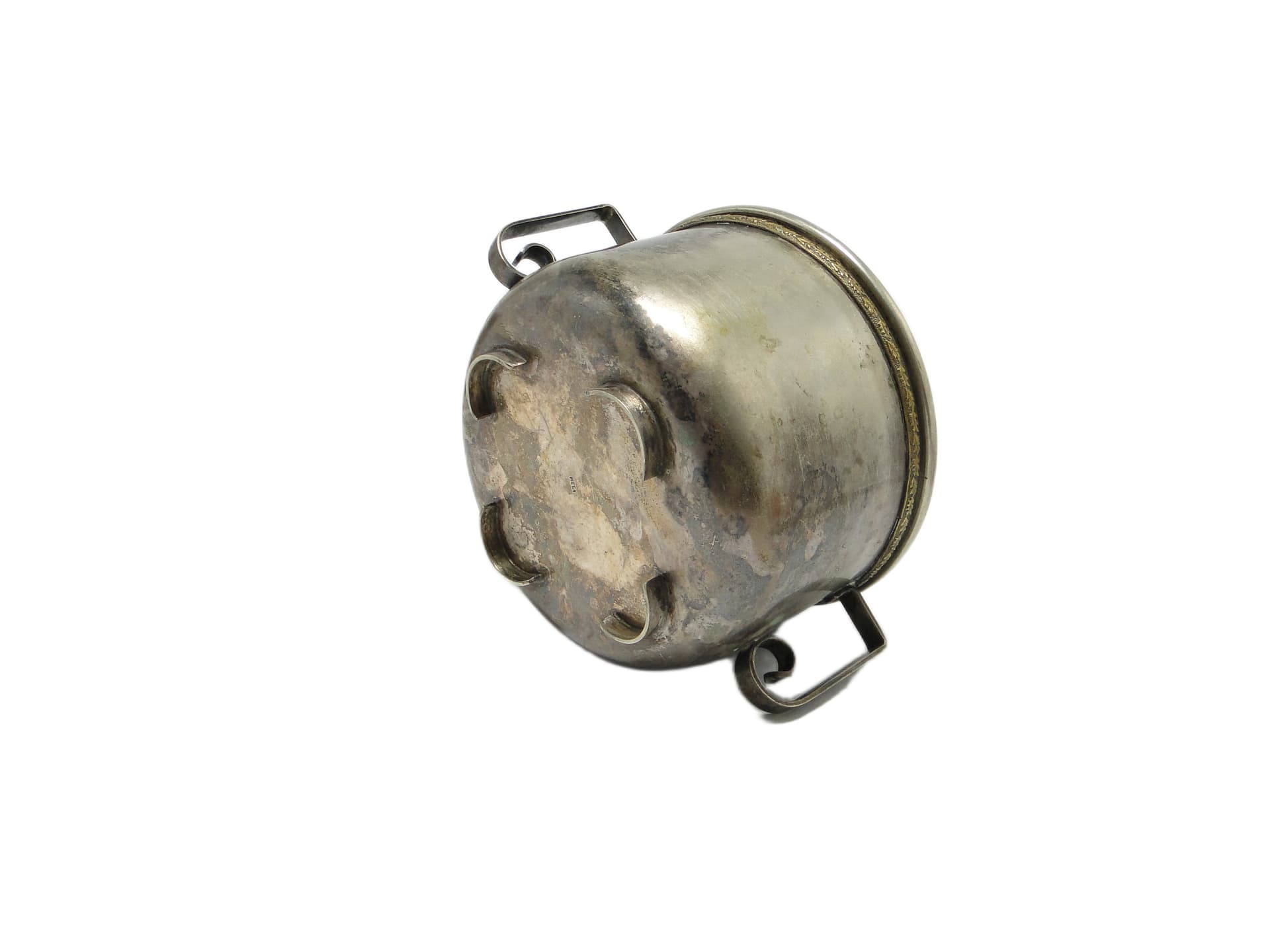 Sugar bowl, mid-century modern, silver-plated brass, Poland, 1960s. - 92249