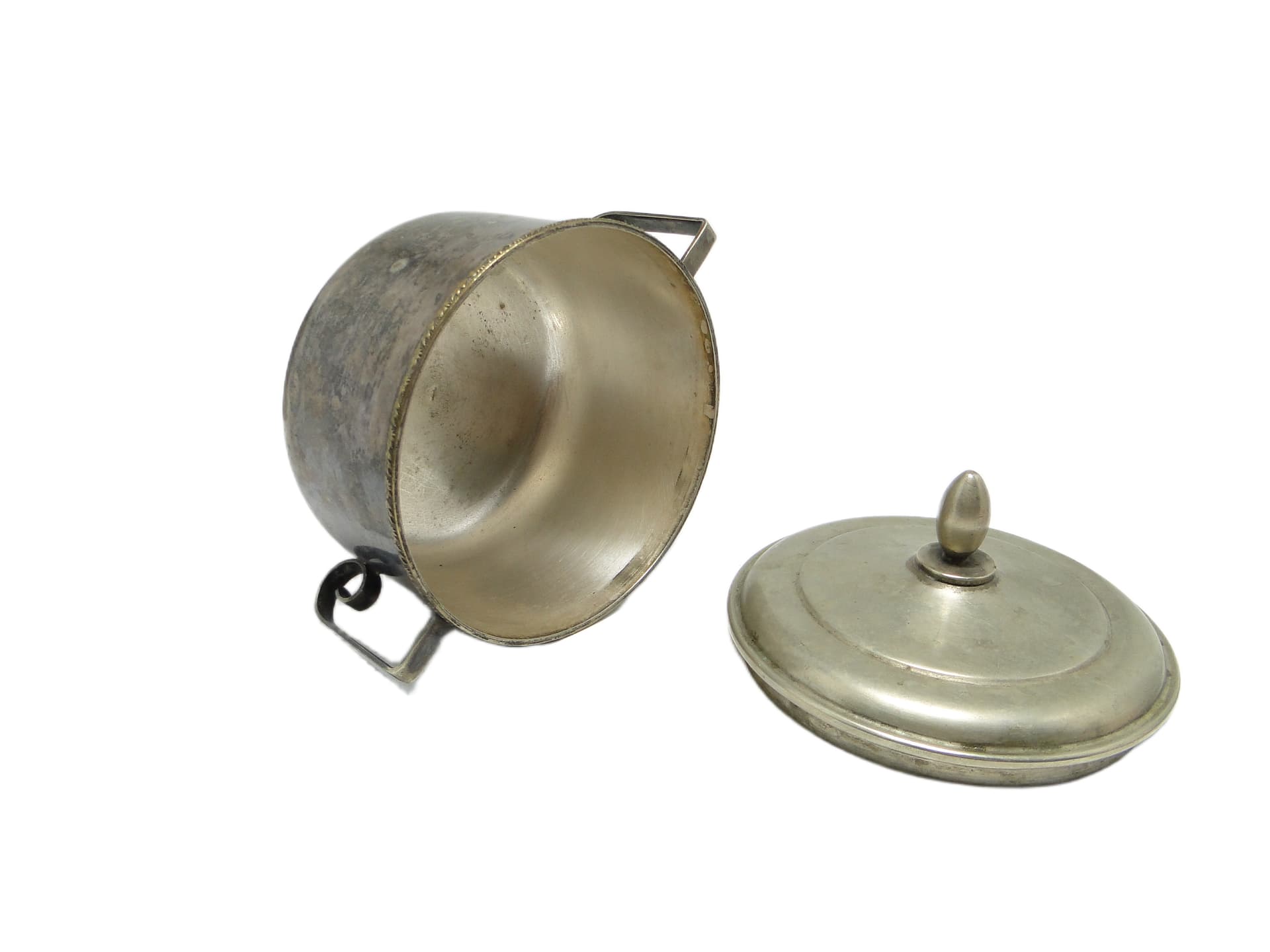 Sugar bowl, mid-century modern, silver-plated brass, Poland, 1960s. - 92251