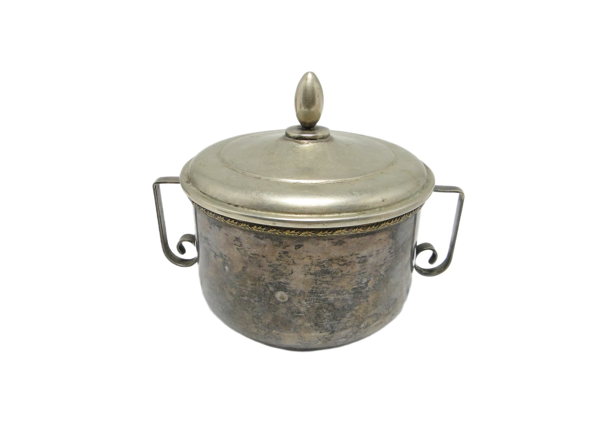 Sugar bowl, mid-century modern, silver-plated brass, Poland, 1960s. - 92247