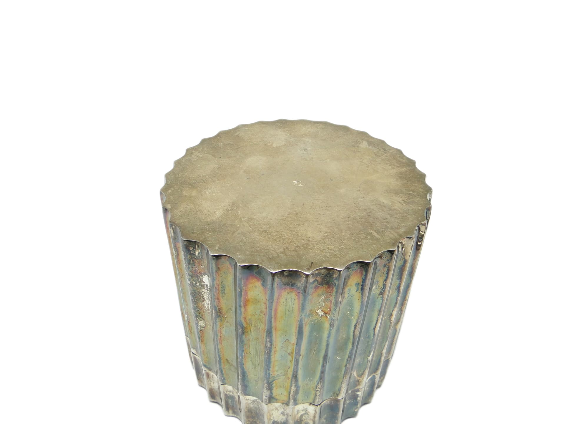 Bomboniera Art Deco, mosiądz srebrzony, Wielka Brytania, lata 50. - 92267