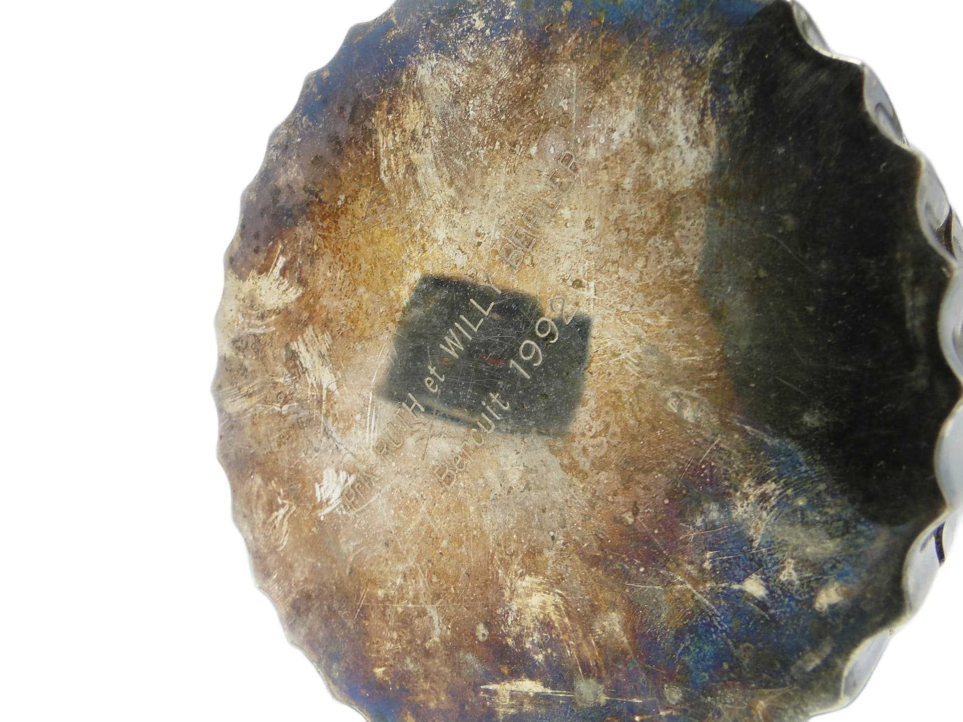 Bomboniera Art Deco, mosiądz srebrzony, Wielka Brytania, lata 50. - 92268