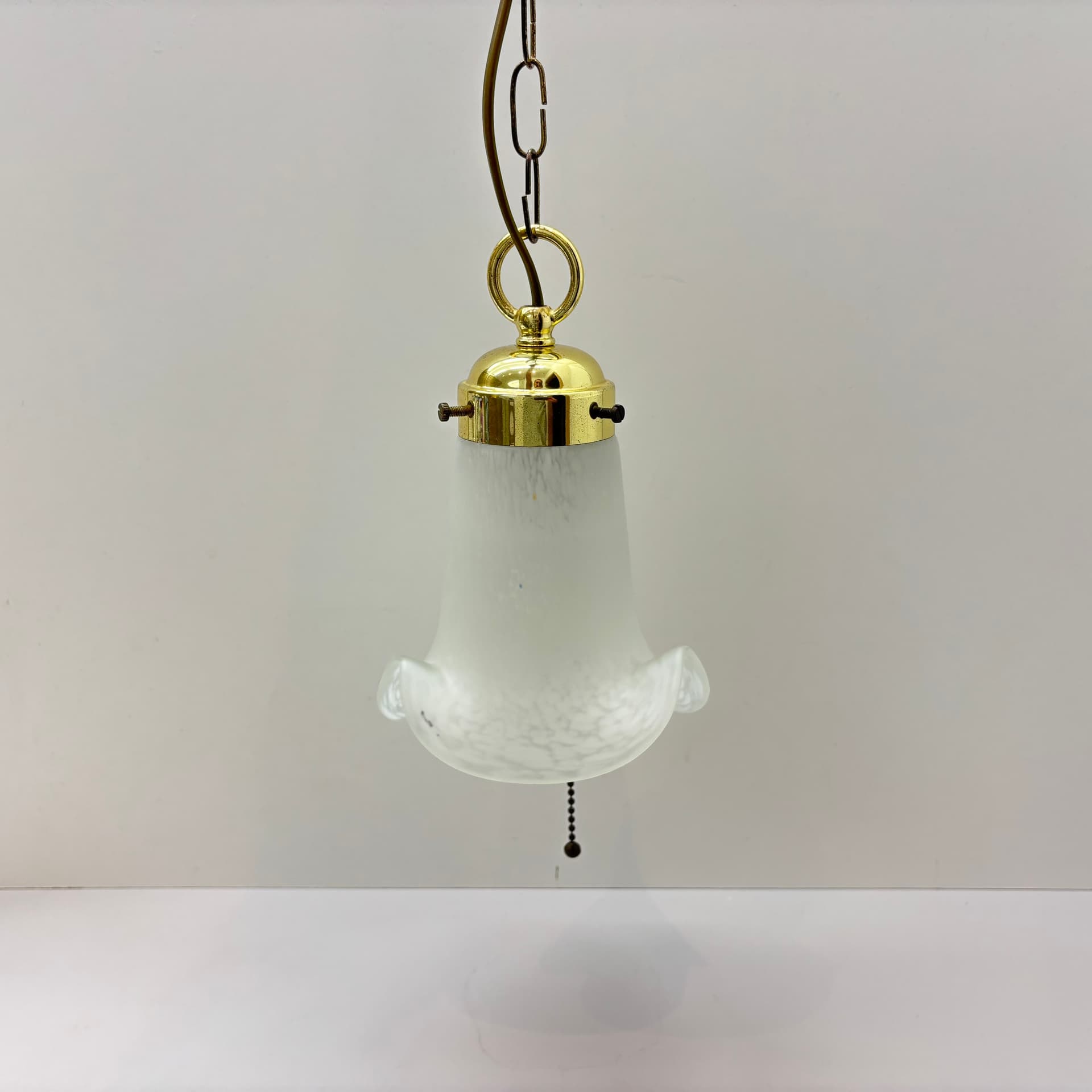 Lampa wisząca, mosiądz złoty, szkło, Niemcy, lata 70. - 92787