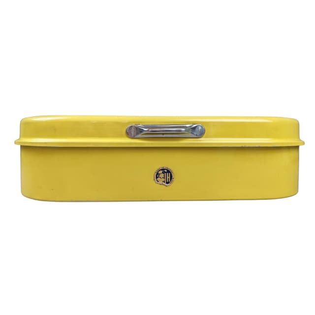 Lunch Box, yellow, J-H Fabrikerna, Sweden, 1950s. - DIMENSION