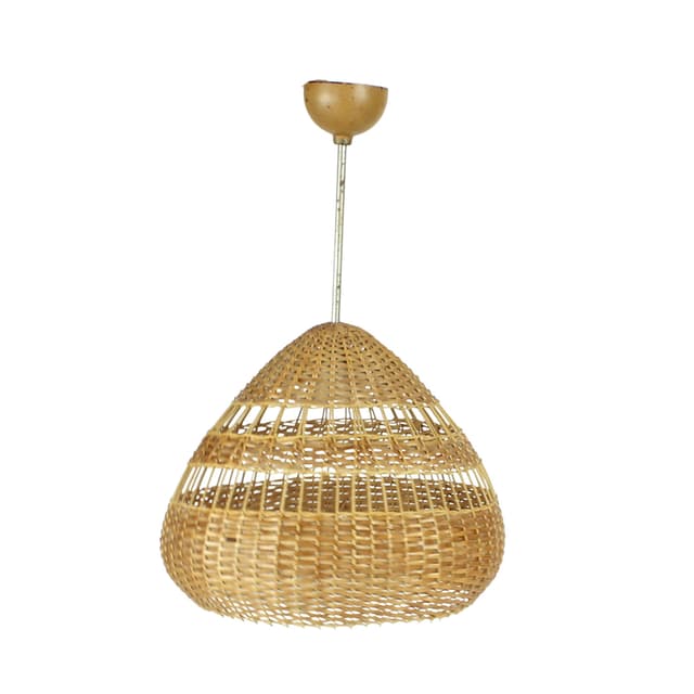 Lampa sufitowa, rattan beżowy, Czechosłowacja, lata 60. - WYMIARY