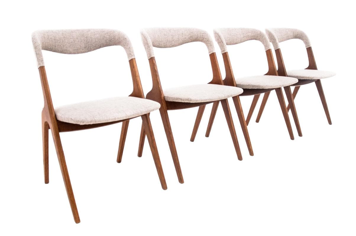 Tekowe krzesła, minimalistyczny design, Dania, lata 60.