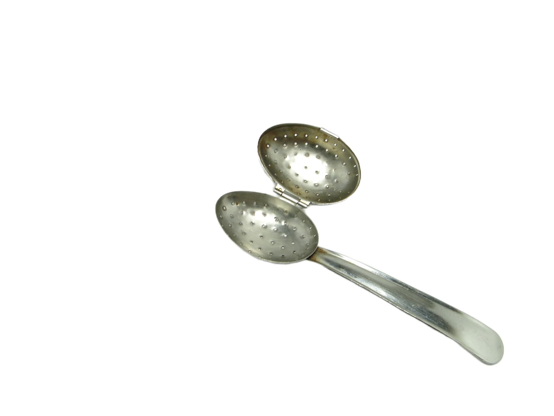 Tea infuser spoon, modernism, silver-plated brass, Poland, 1970s. - 93558