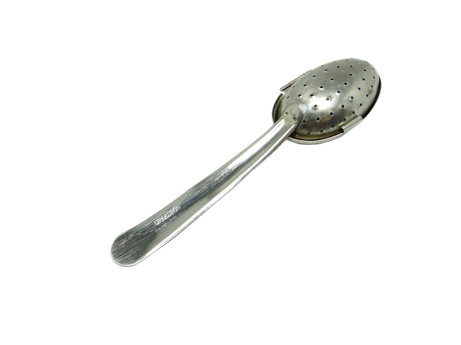 Tea infuser spoon, modernism, silver-plated brass, Poland, 1970s. - 93555