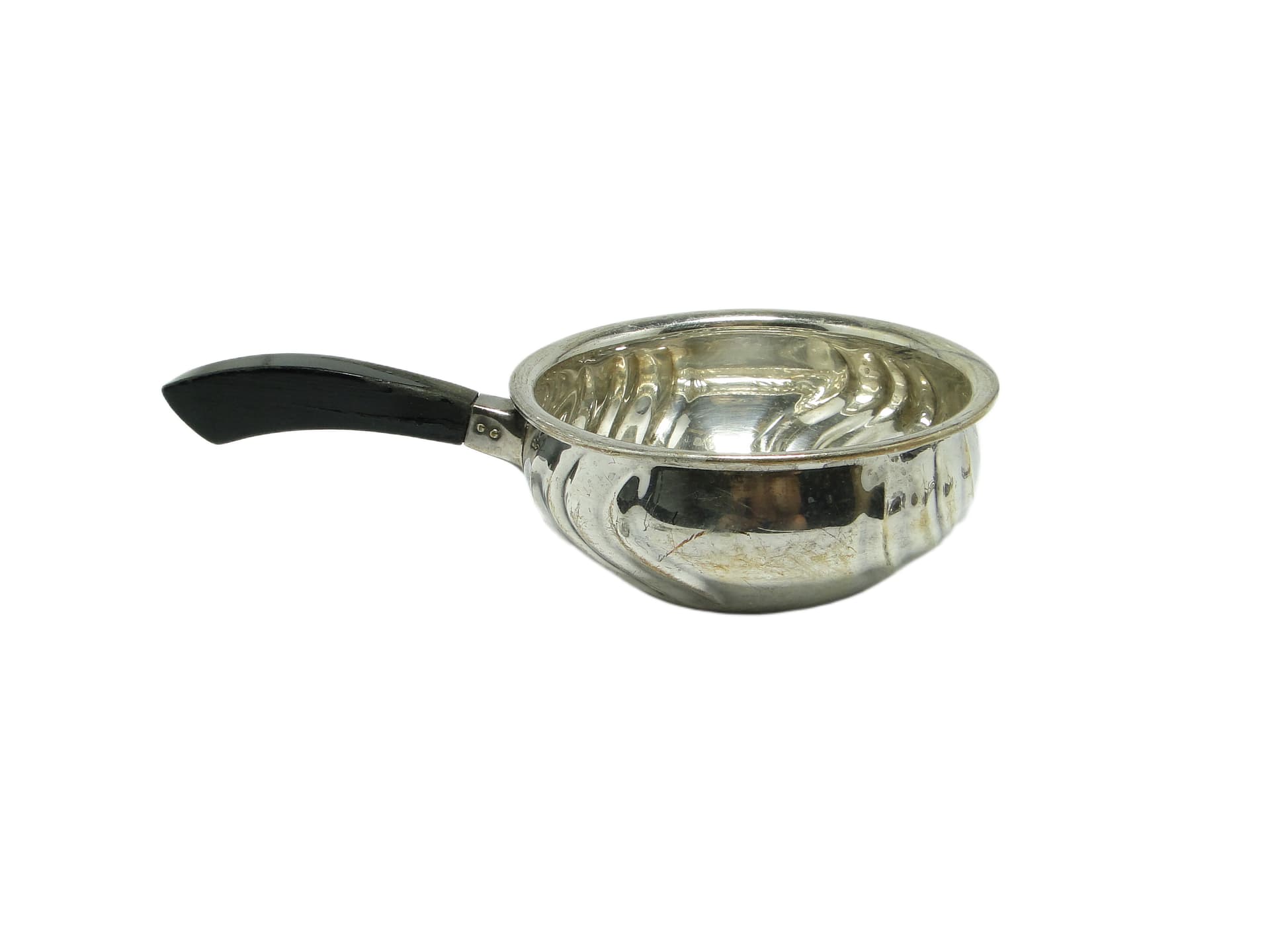 Mid-century modern saucepan, silver-plated brass, black Bakelite, Denmark, 1950s. - 93580