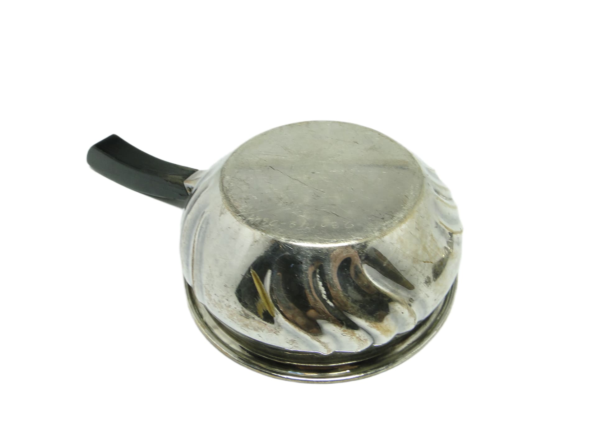 Mid-century modern saucepan, silver-plated brass, black Bakelite, Denmark, 1950s. - 93584