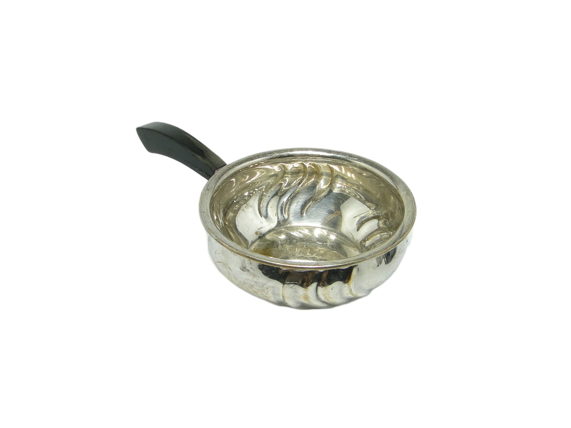 Mid-century modern saucepan, silver-plated brass, black Bakelite, Denmark, 1950s. - 93582