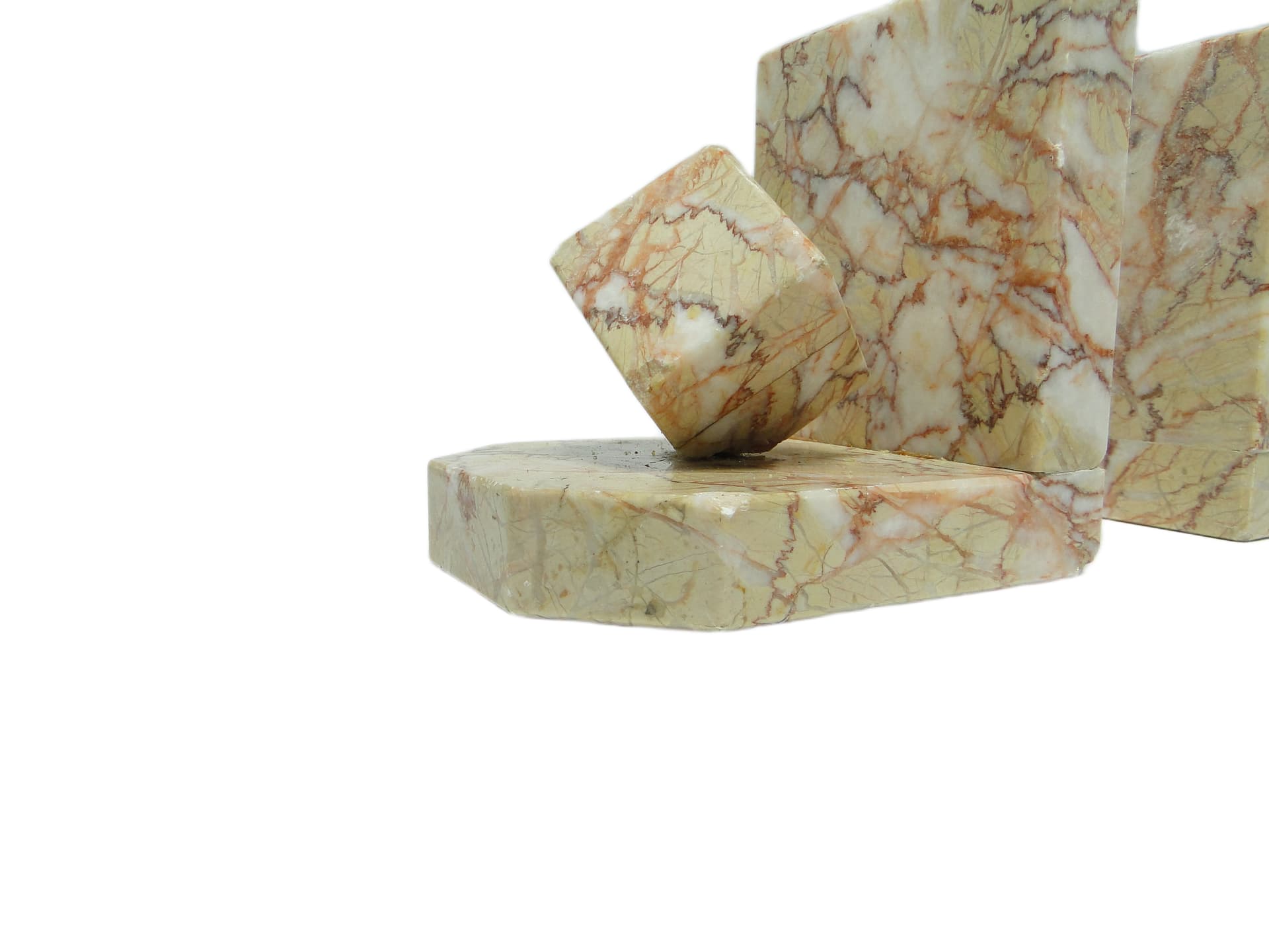 Pair of bookends, Art Deco, beige marble, Germany, 1930s. - 93696