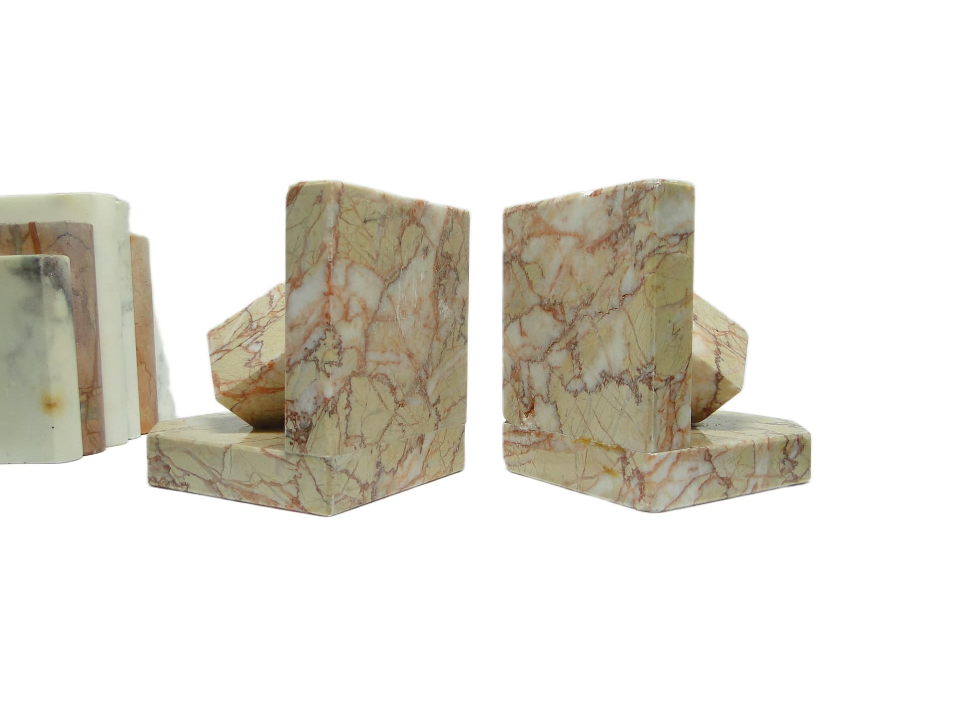Pair of bookends, Art Deco, beige marble, Germany, 1930s. - 93698