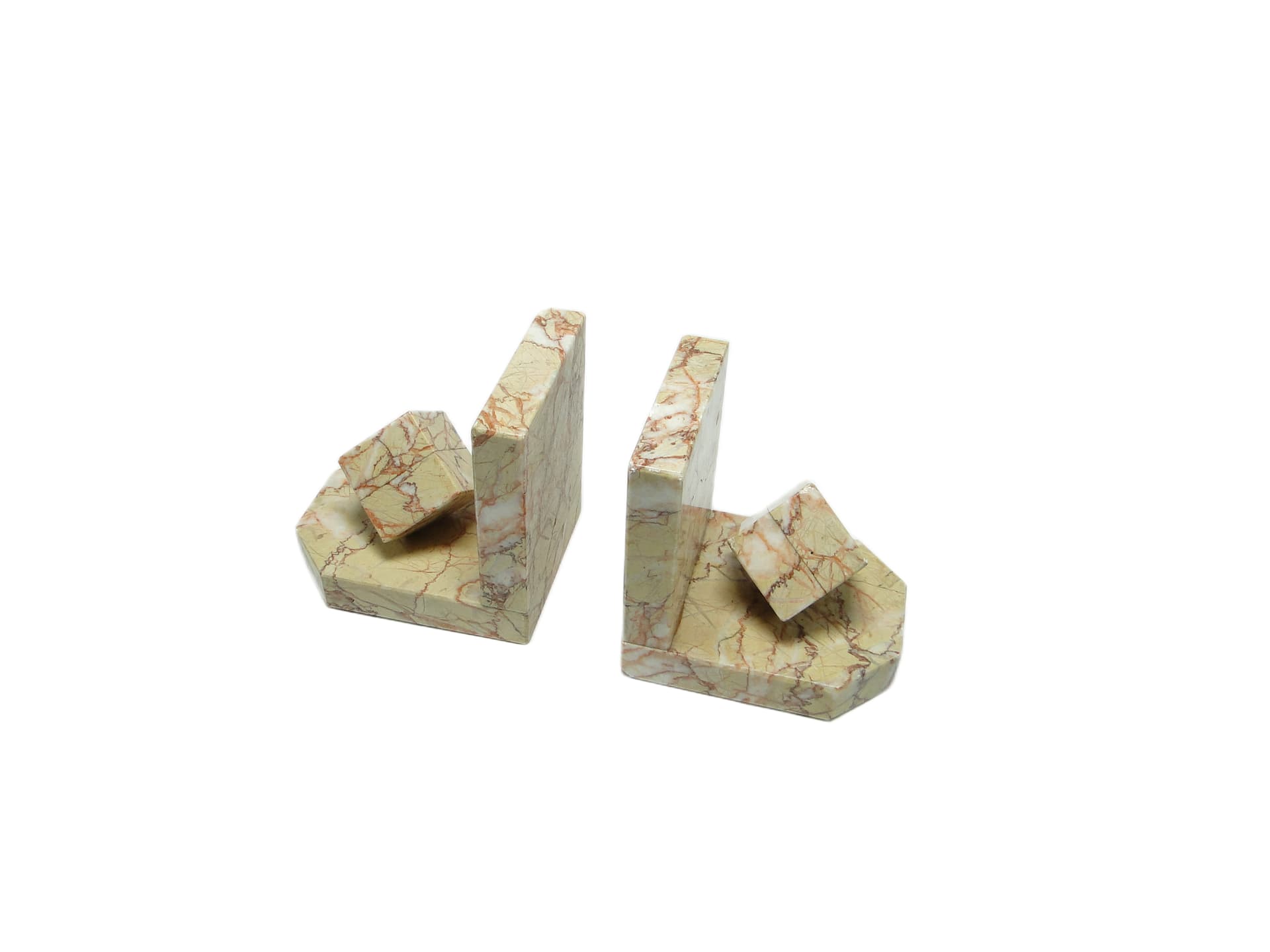 Pair of bookends, Art Deco, beige marble, Germany, 1930s. - 93693