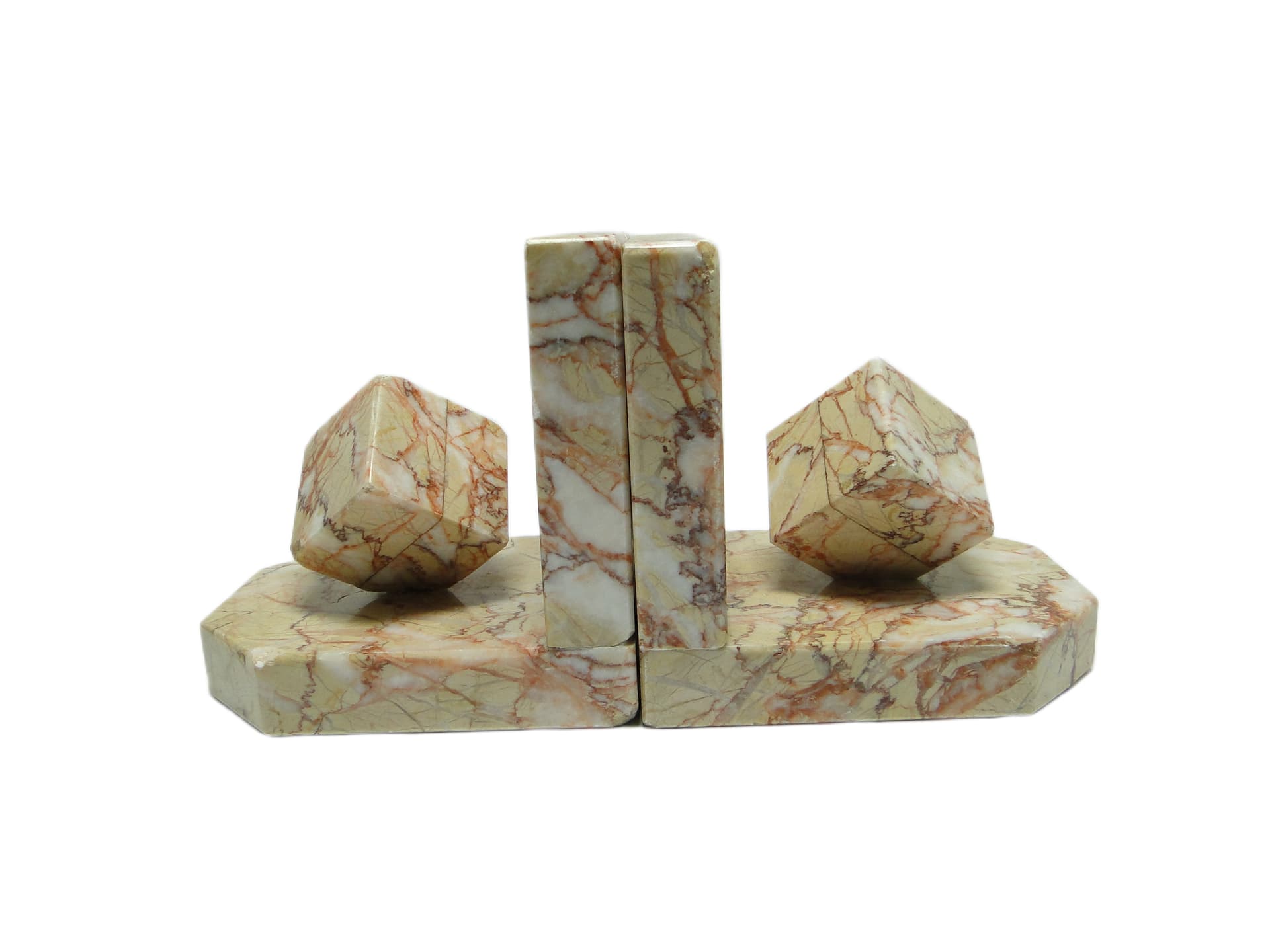 Pair of bookends, Art Deco, beige marble, Germany, 1930s.