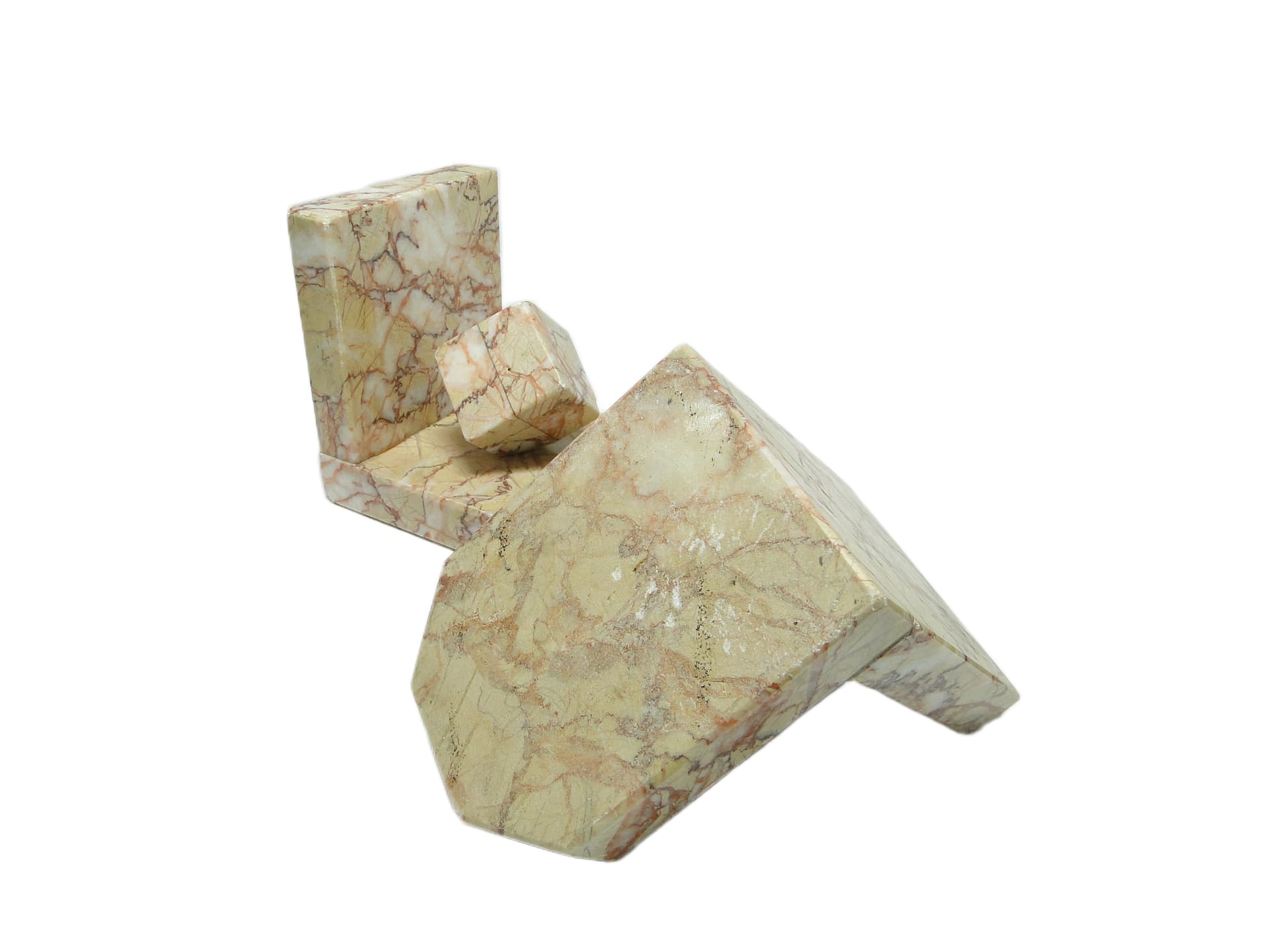 Pair of bookends, Art Deco, beige marble, Germany, 1930s. - 93695