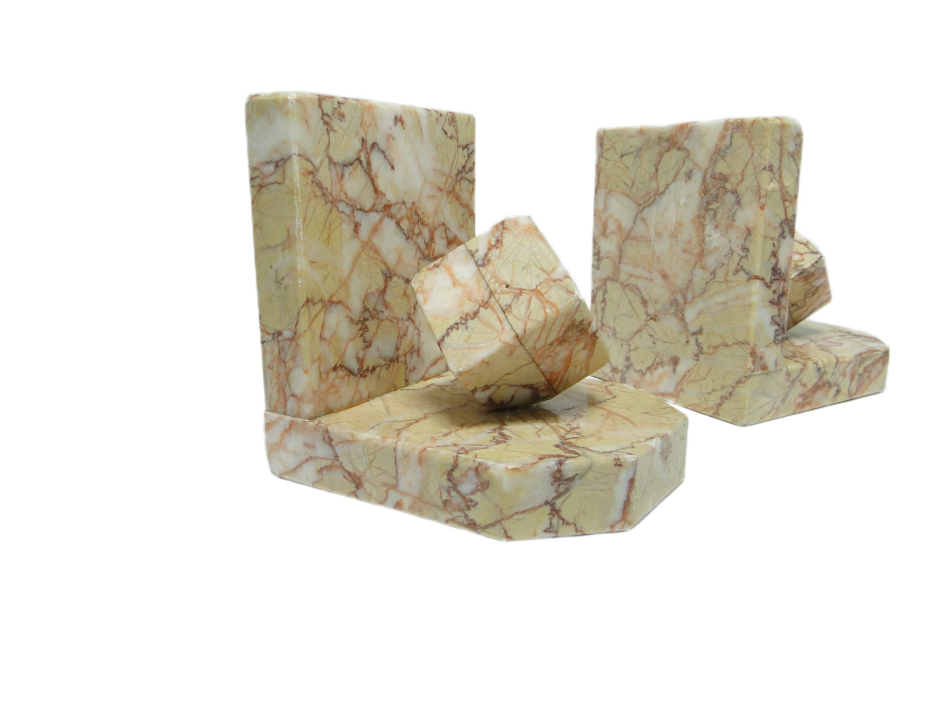 Pair of bookends, Art Deco, beige marble, Germany, 1930s. - 93697