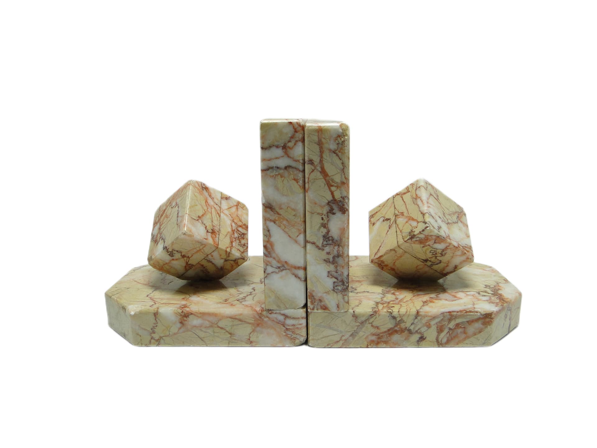 Pair of bookends, Art Deco, beige marble, Germany, 1930s. - 93688