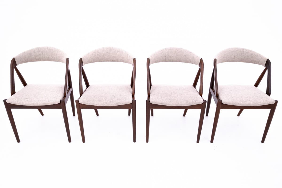 Tekowy komplet krzeseł, proj. K. Kristiansen, Dania, lata 60. - 58048