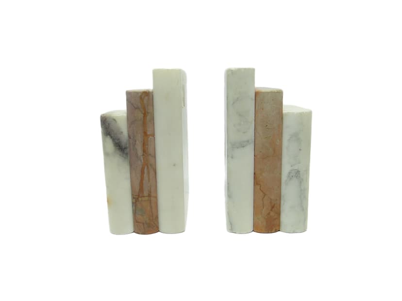 Para podpórek na książki, art déco, marmur ivory white, Niemcy, lata 30.