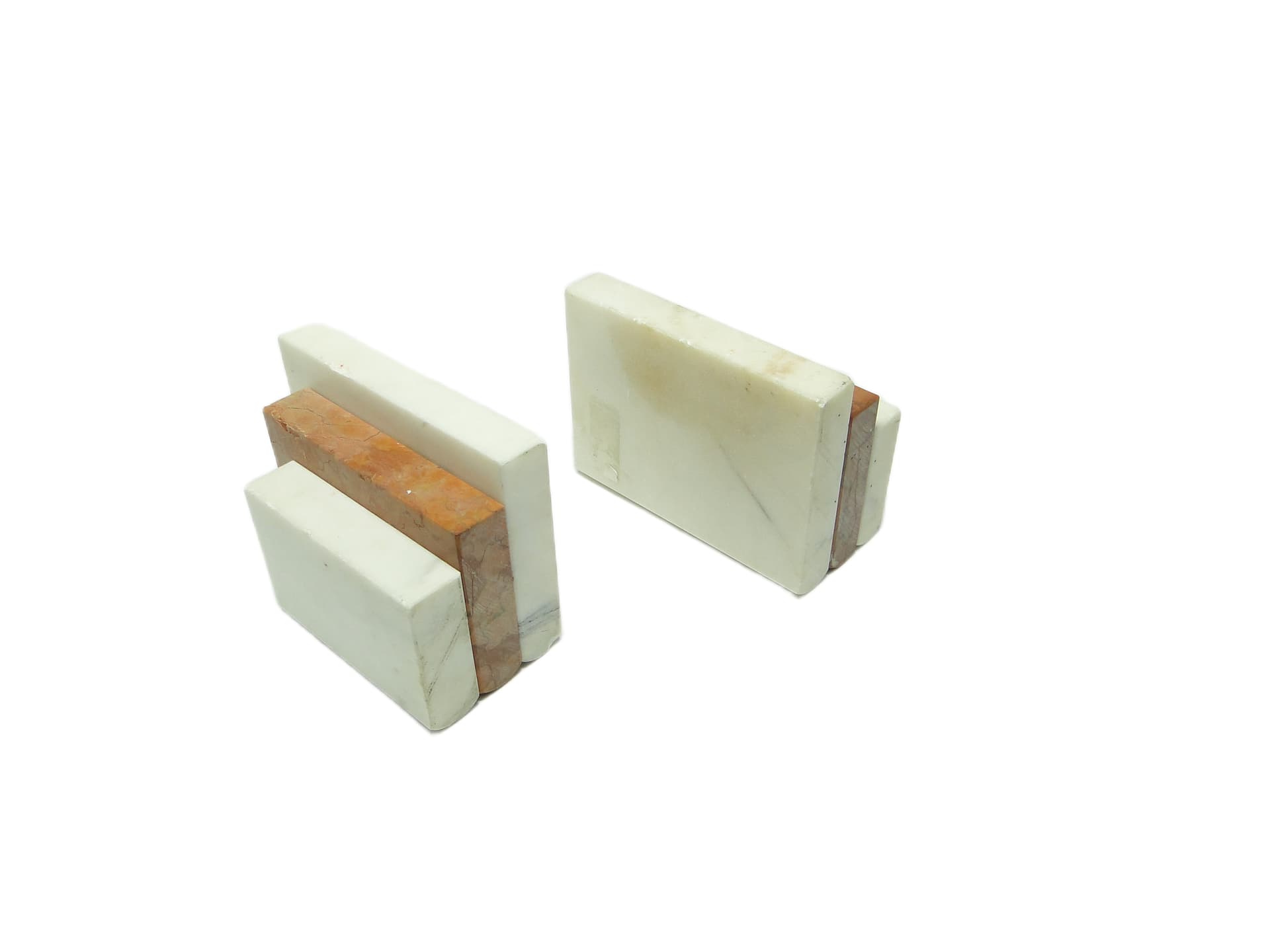 Para podpórek na książki, art déco, marmur ivory white, Niemcy, lata 30. - 93863