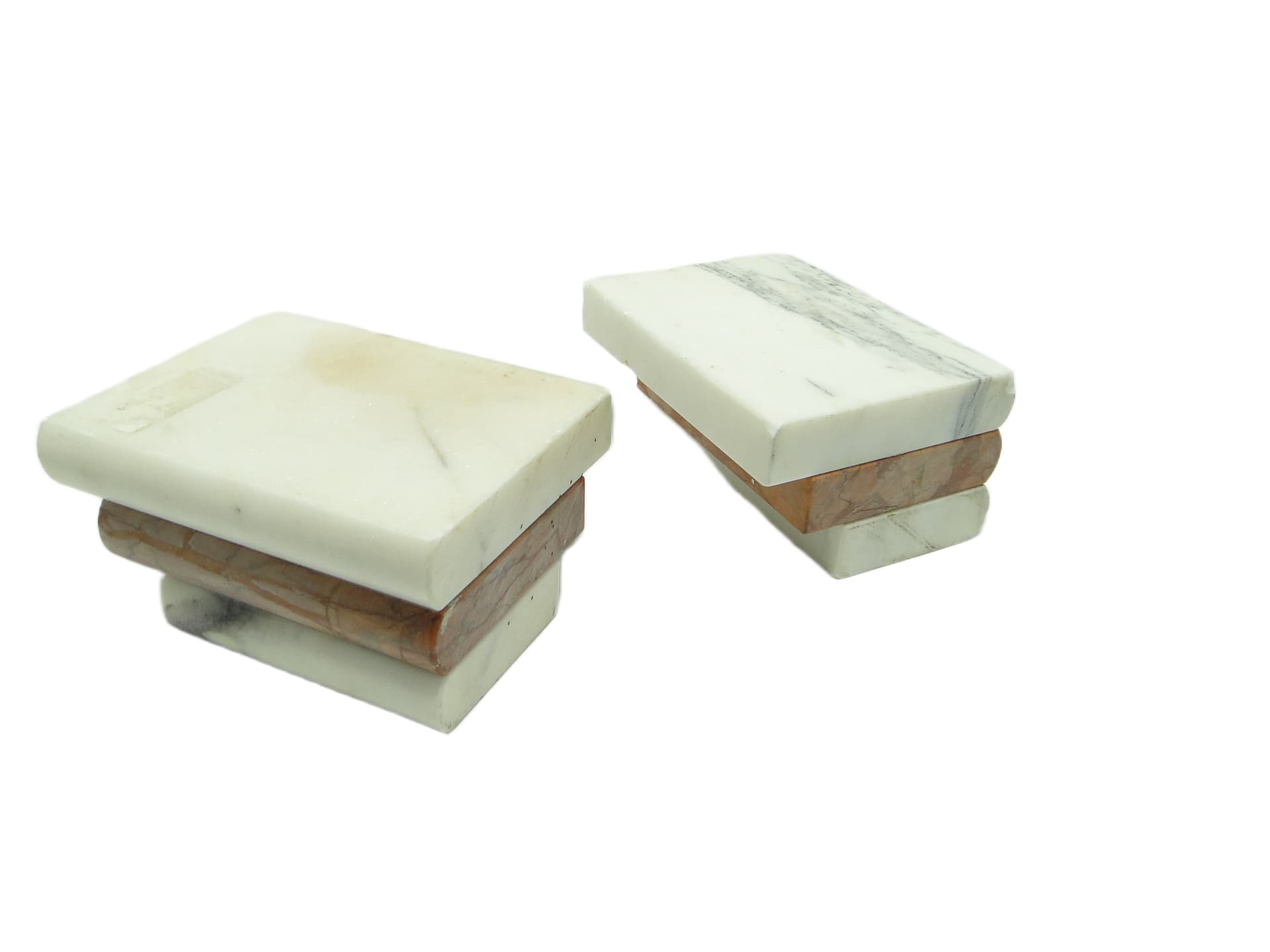 Para podpórek na książki, art déco, marmur ivory white, Niemcy, lata 30. - 93860